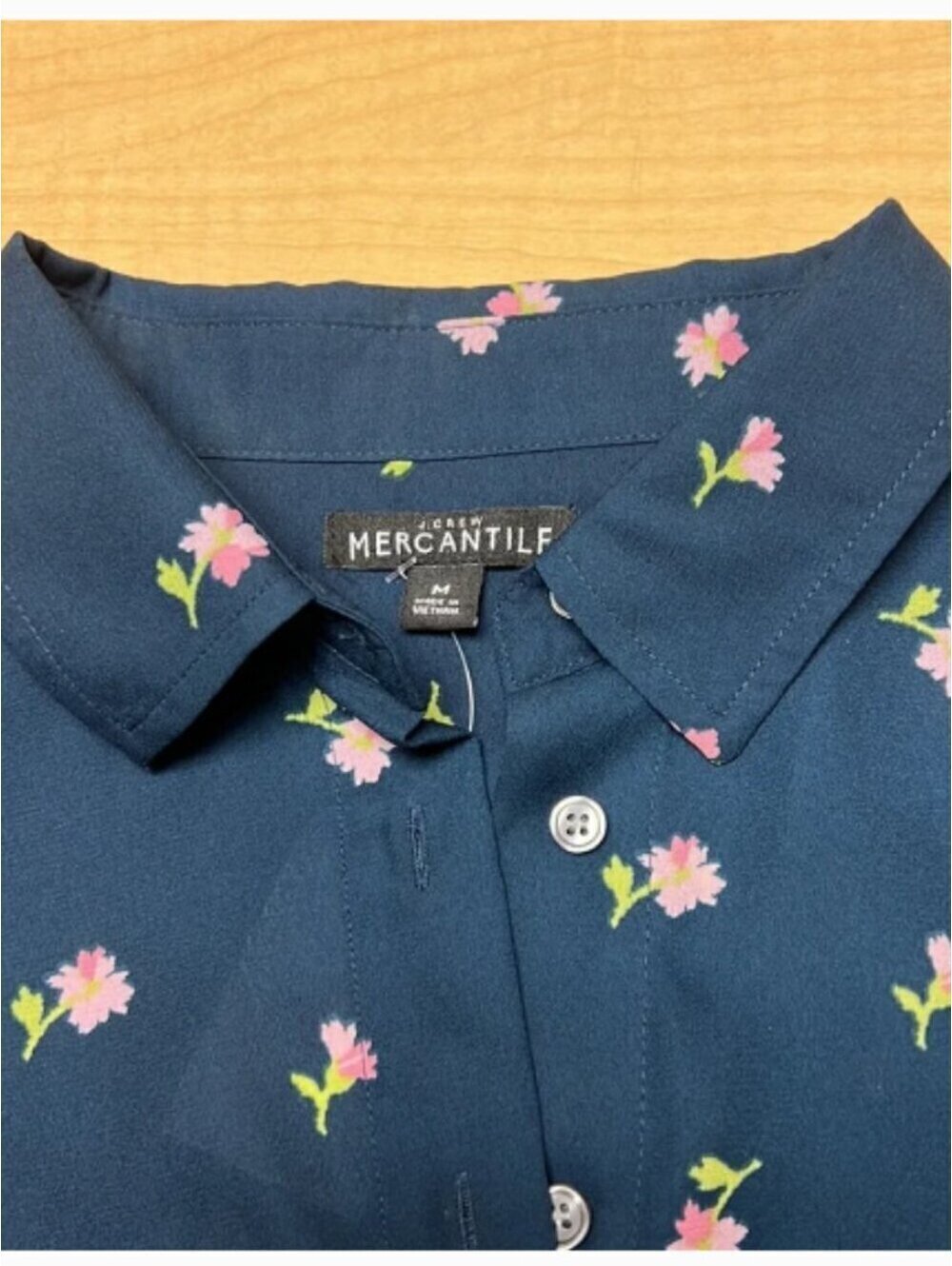 New With Tags | J.Crew | Sz M | Mercantile Navy Floral Tie Waist Blouse - Picture 10 of 11